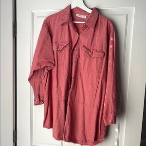Silhouettes Red Pink 100% Cotton Button Up Shirt - 2XL